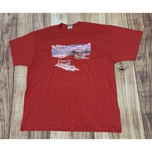 Vintage Y2K Air Waves Winter Snowy Cardinals T Shirt XL Extra Large Red